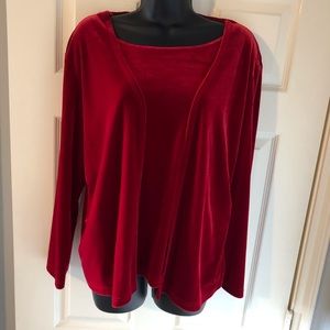 Velour Red Mock Sweater Top Sz L